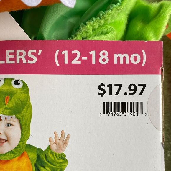 Green and Orange Baby T-Rex Costume 12-18 months - Picture 2 of 4